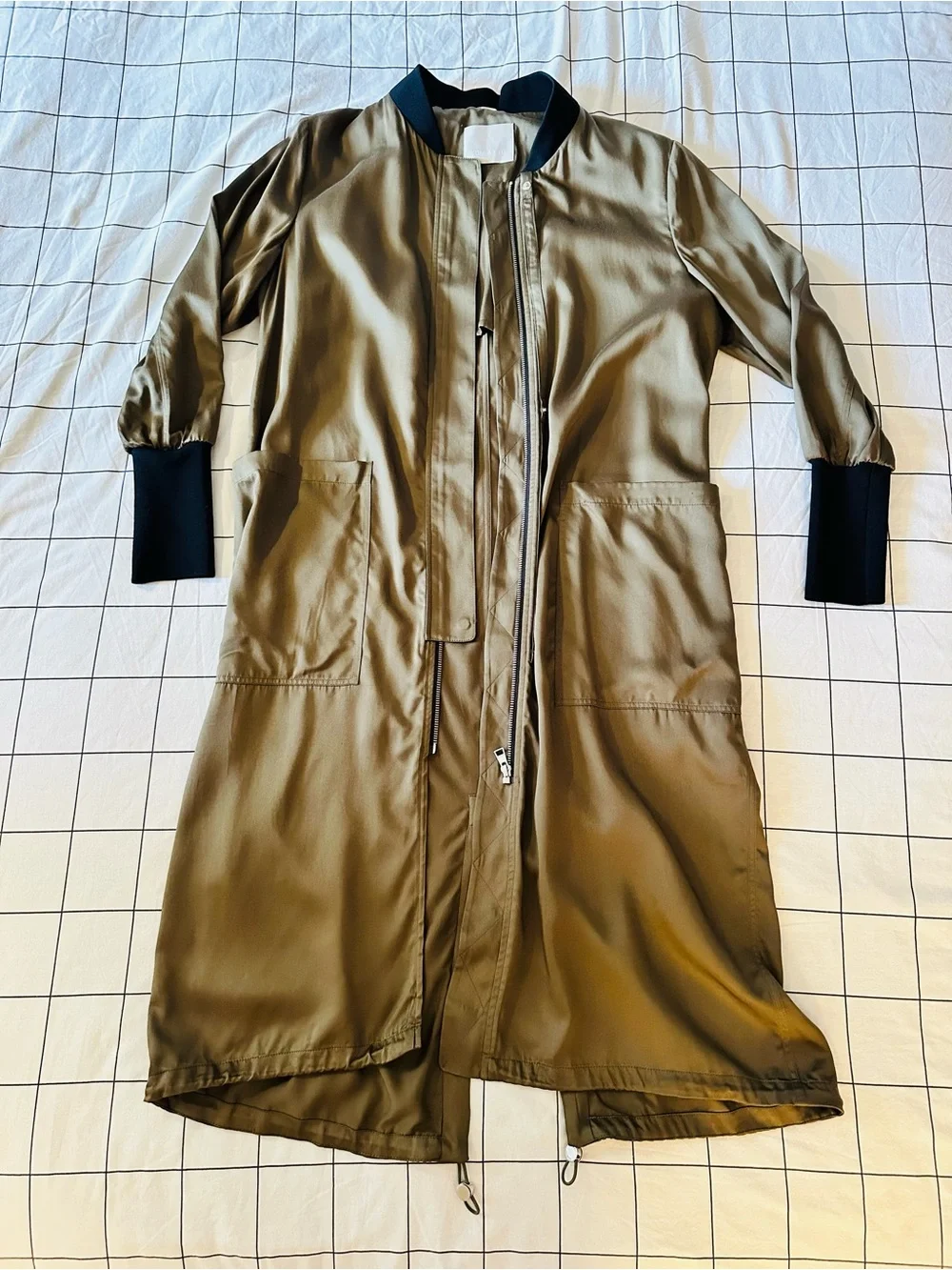 Soia & Kyo Bia Bonsai Long Bomber Two-Tone Olive and Black Coat L - Picture 16 of 16